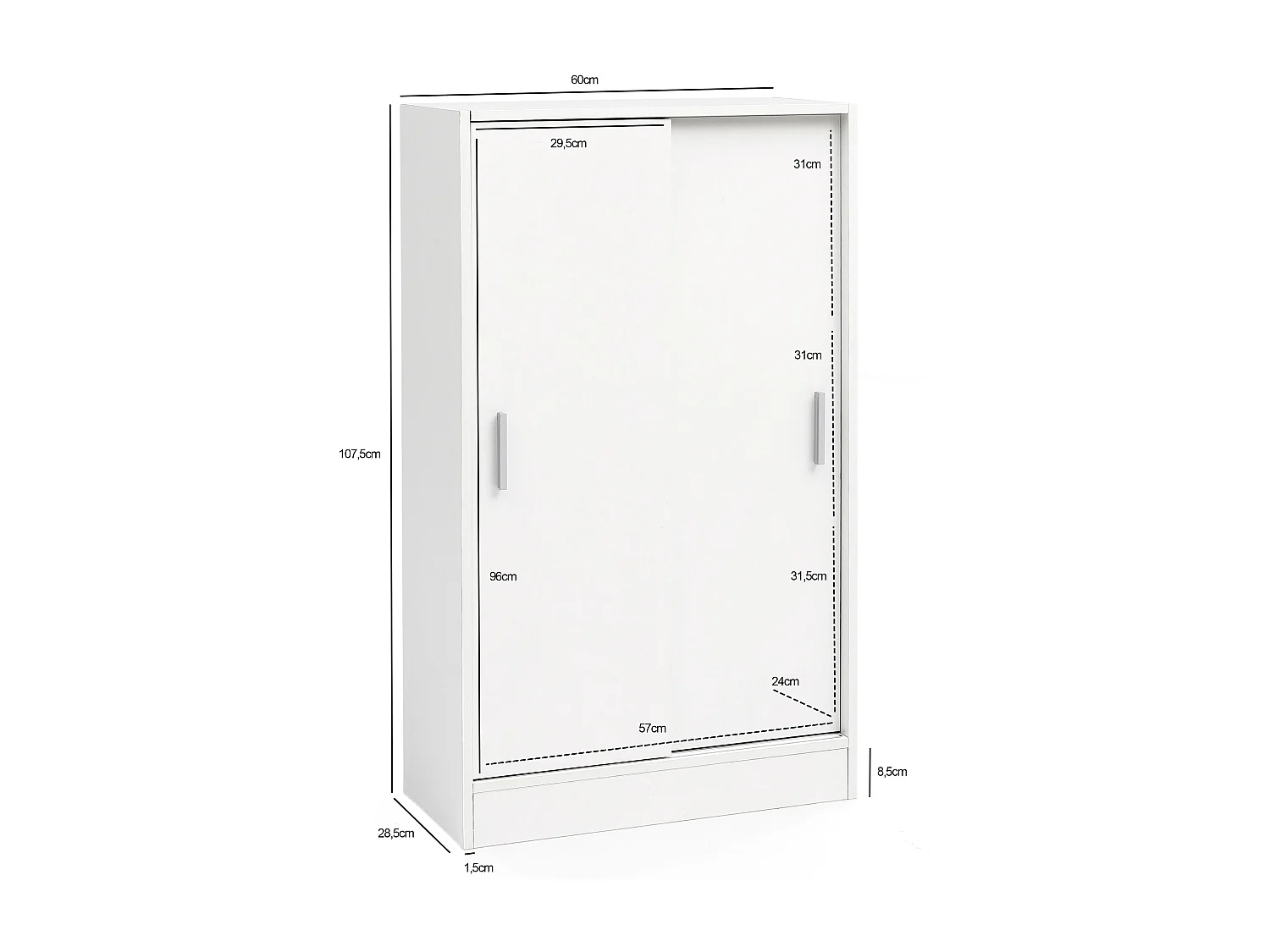 Aktenschrank WL5.817 Holz 60 x 107,5 x 28,5 cm Weiß,
