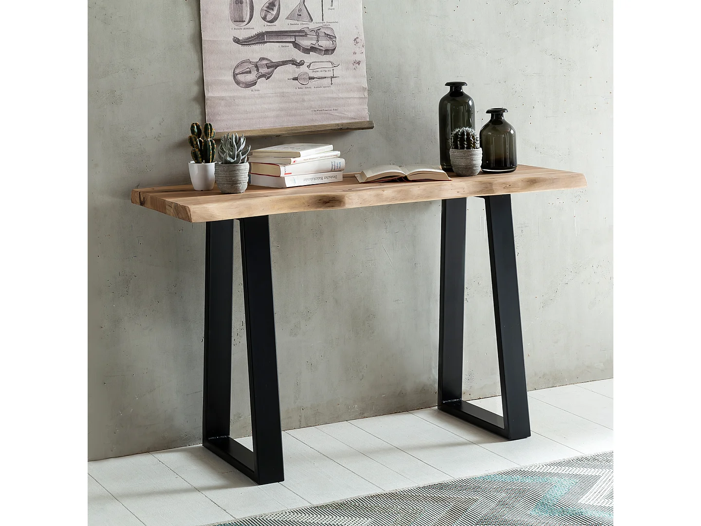 Console GAYA en bois massif d'acacia, bureau de 120 cm