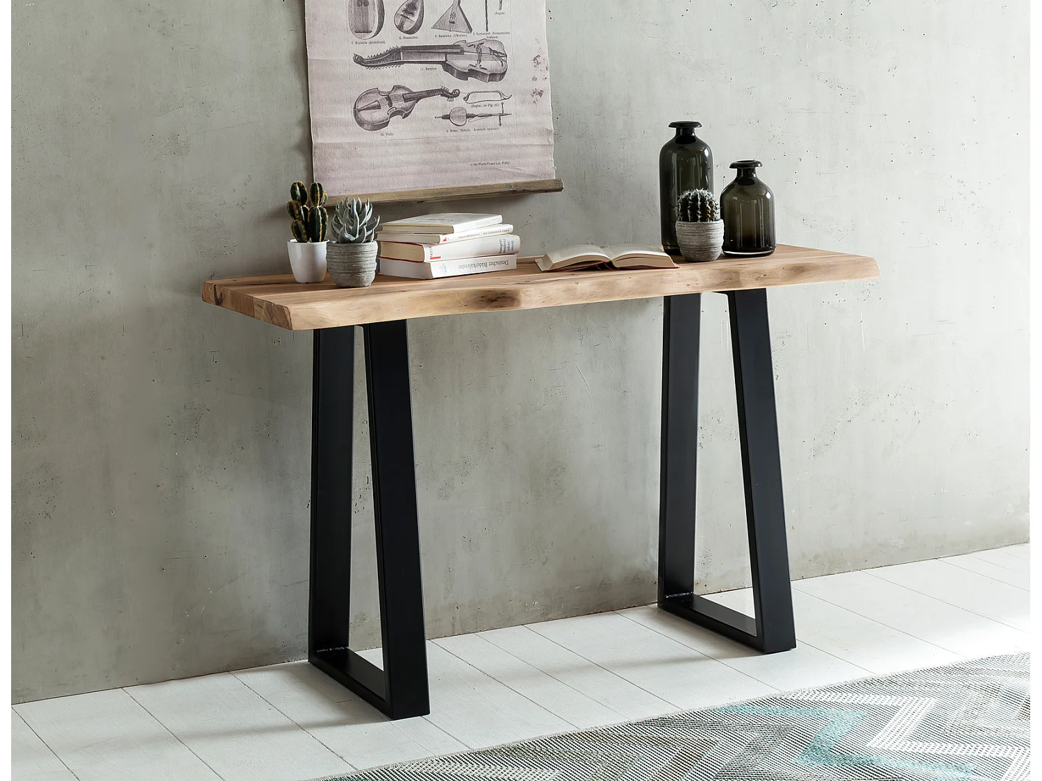 Console GAYA en bois massif d'acacia, bureau de 120 cm