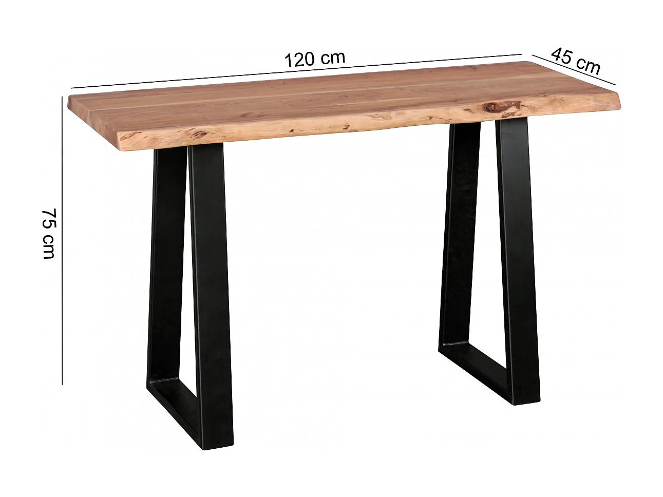 Console GAYA en bois massif d'acacia, bureau de 120 cm