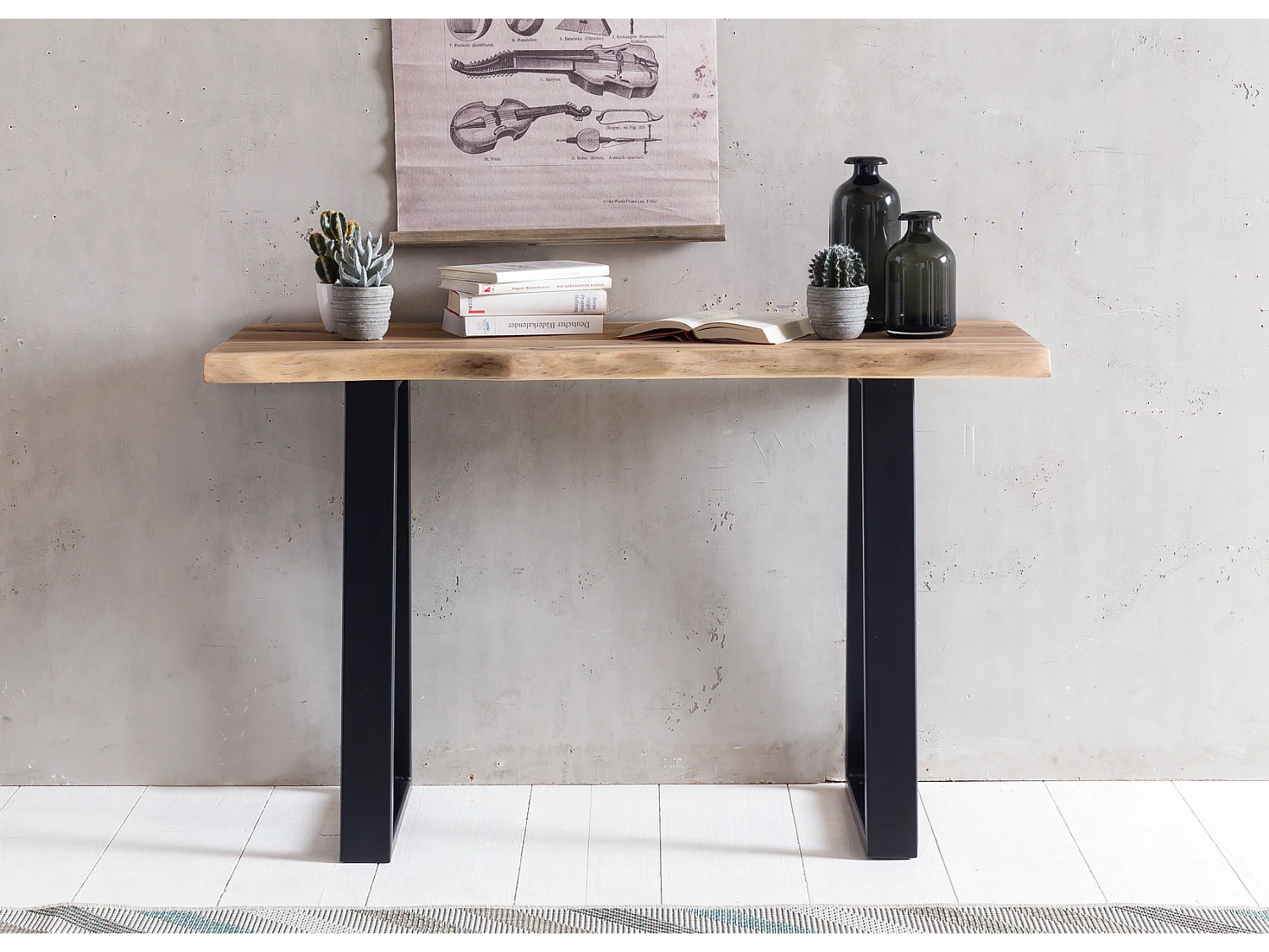 Console GAYA en bois massif d'acacia, bureau de 120 cm