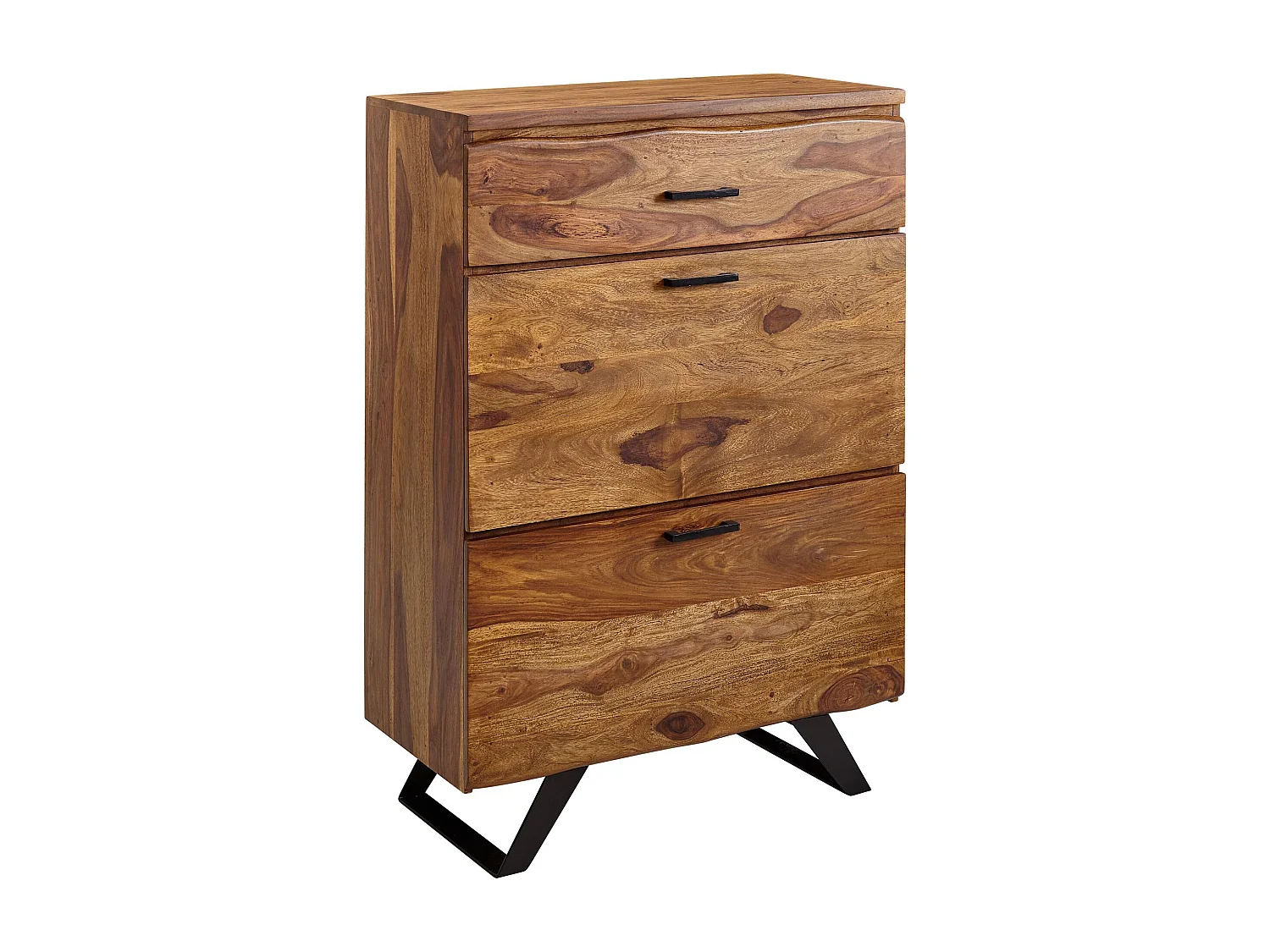 Commode 80x120x41,5 cm en Bois Massif de Sheesham Métal,
