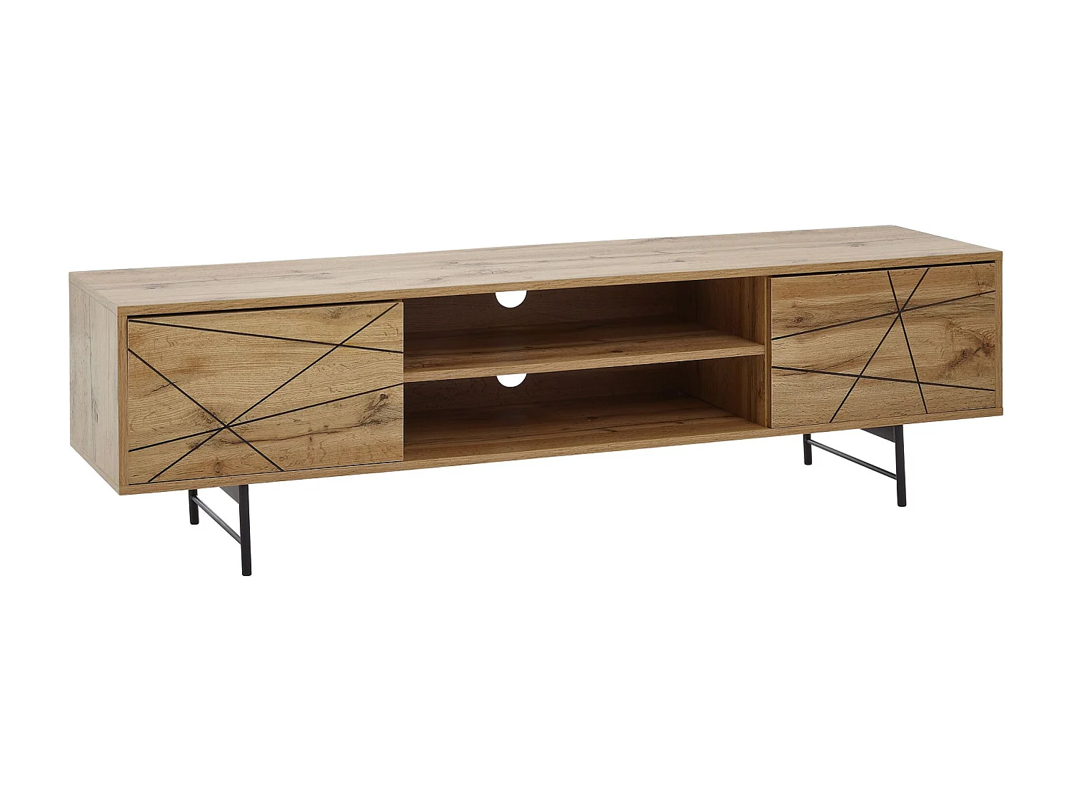 lowboard bois décor chêne 160x45x40 cm Meuble TV à deux