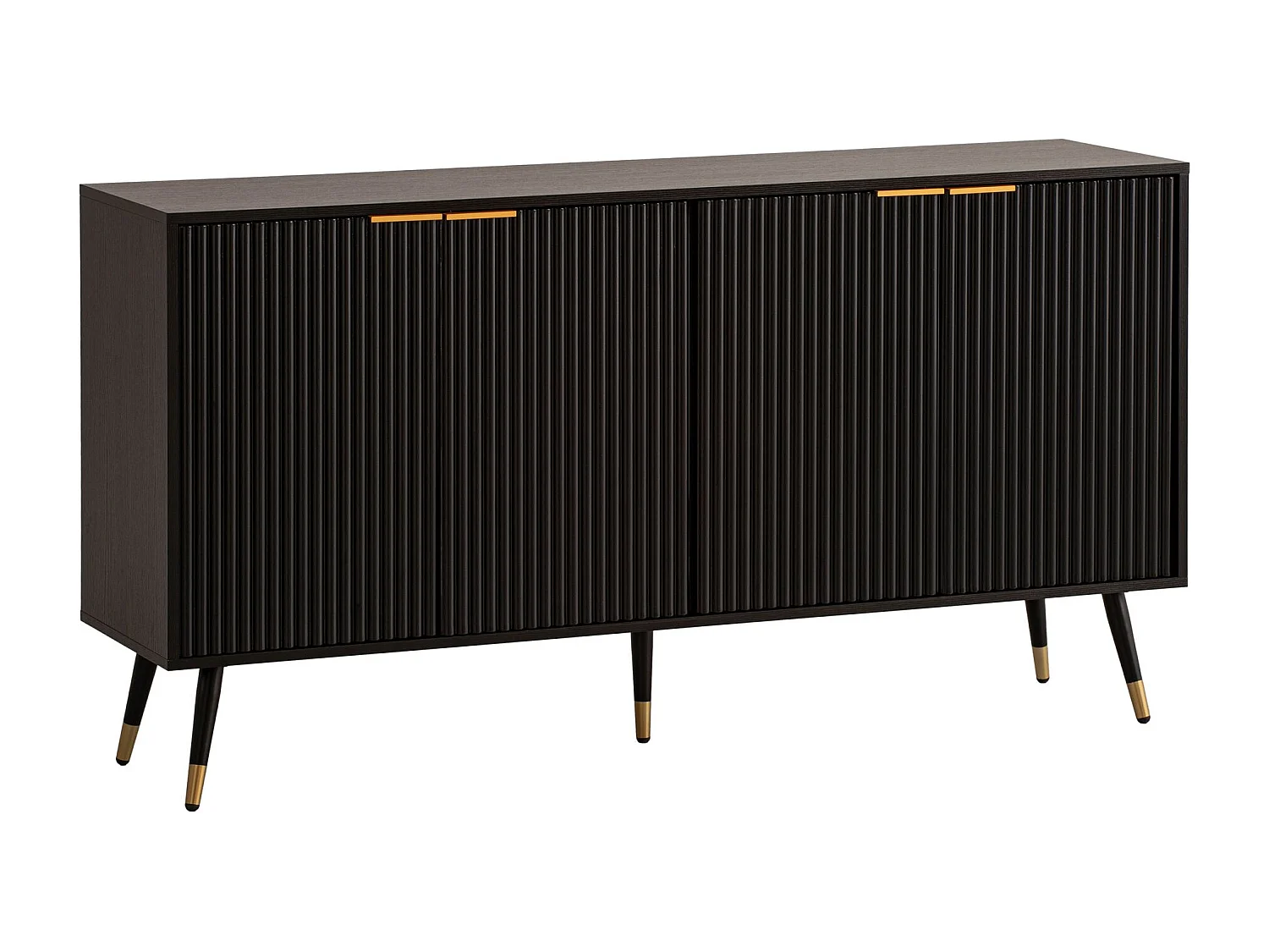 Buffet 150x81x39 cm Buffet Noir avec Décor en Chêne,