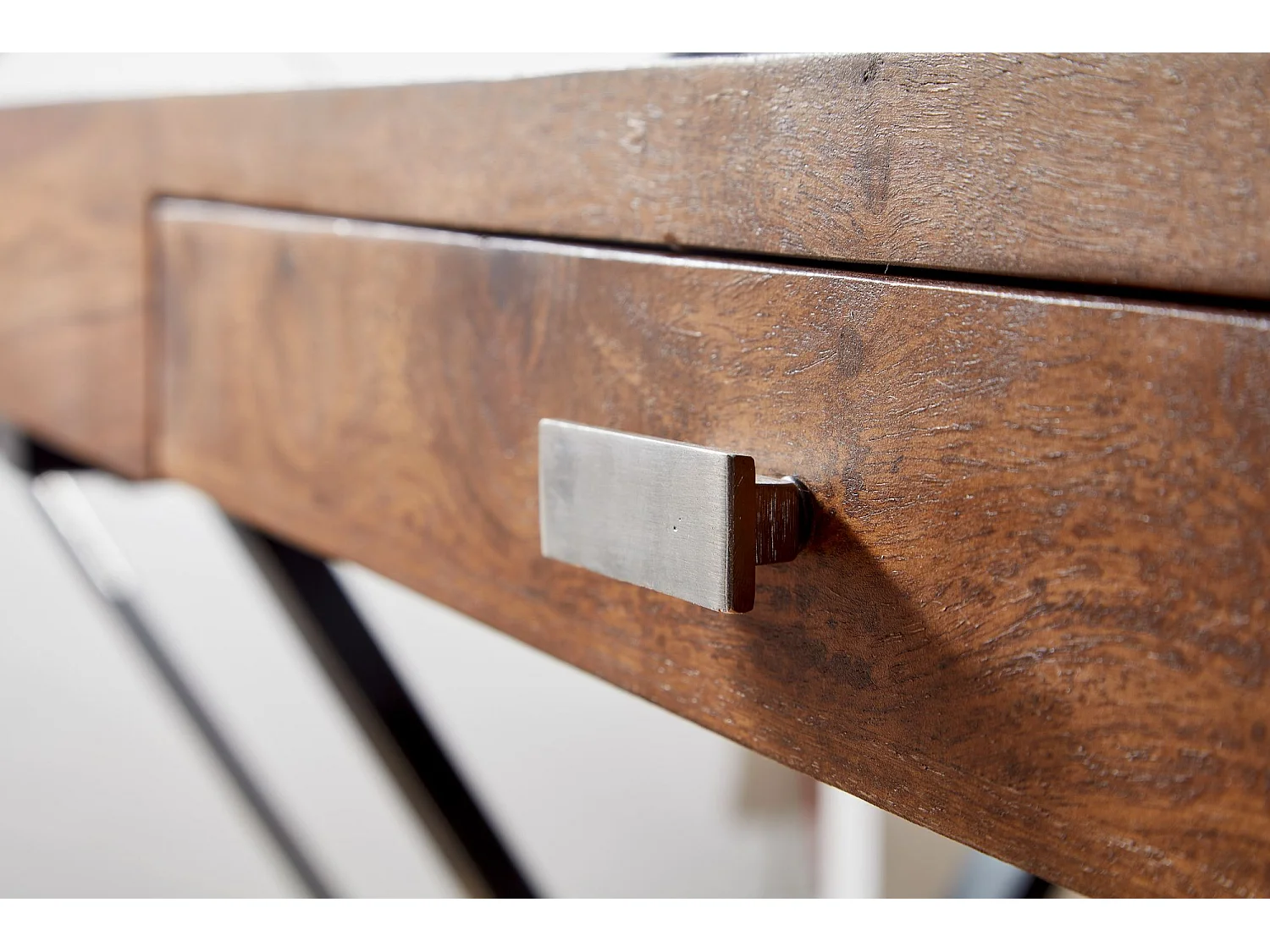 bureau 120x55x78 cm bois de sesham massif / métal noir |