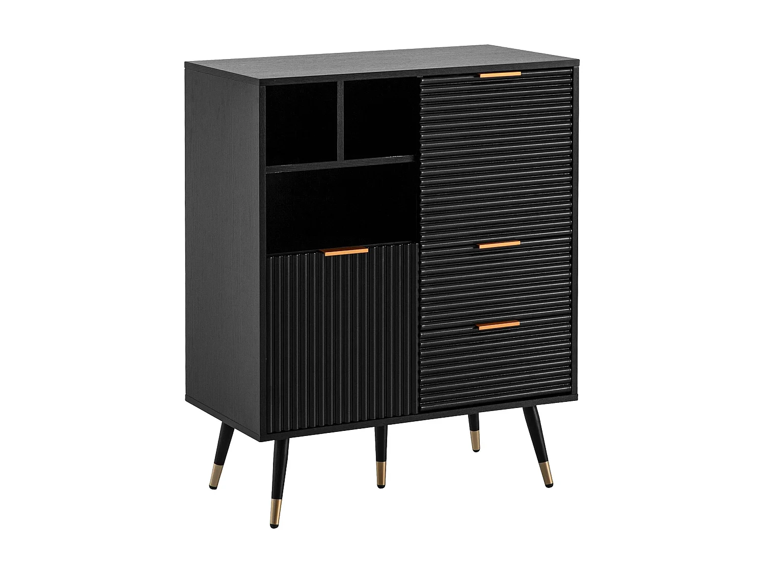 Buffet  77x97x40 cm buffet noir avec décor chêne,