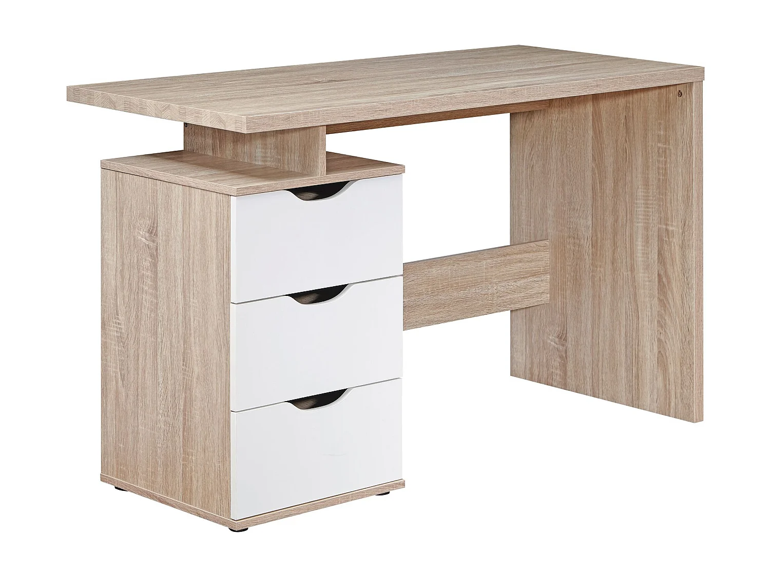 bureau MASSA 120 x 76 x 53 cm avec 3 tiroirs en blanc