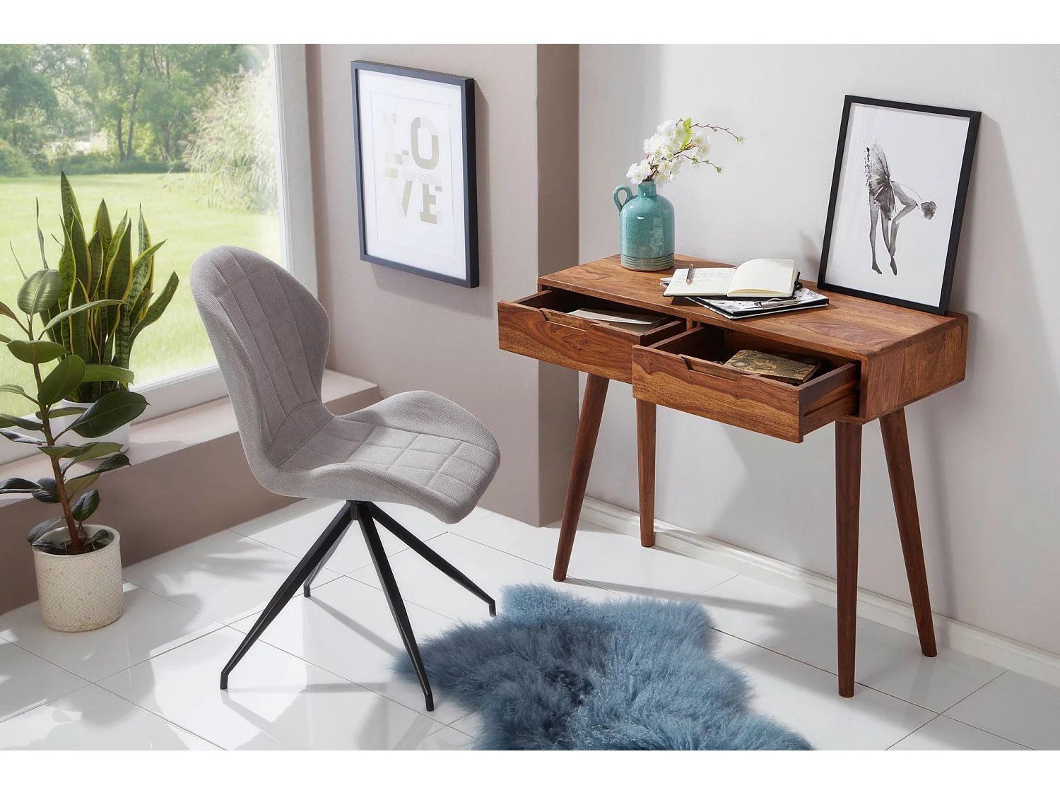 Konsolentisch WL5.577 90x76x36cm Sheesham Massivholz mit