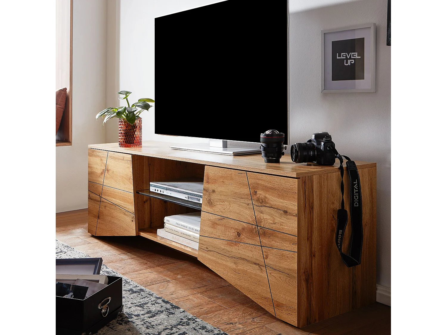 Lowboard Holz Eiche-Dekor 160x50x40 cm TV-Kommode mit