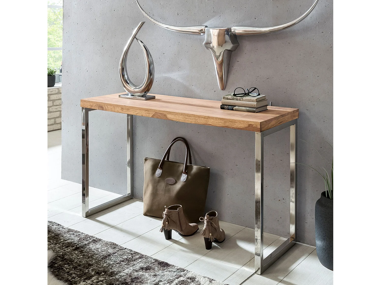 table console GUNA console en bois d'acacia massif avec