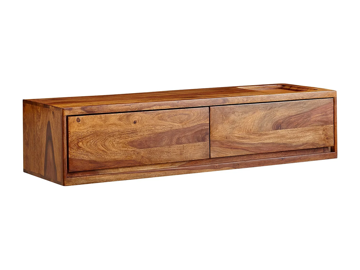 HiFi Lowboard Hangend Sheesham Massief Hout 108x25x34 cm
