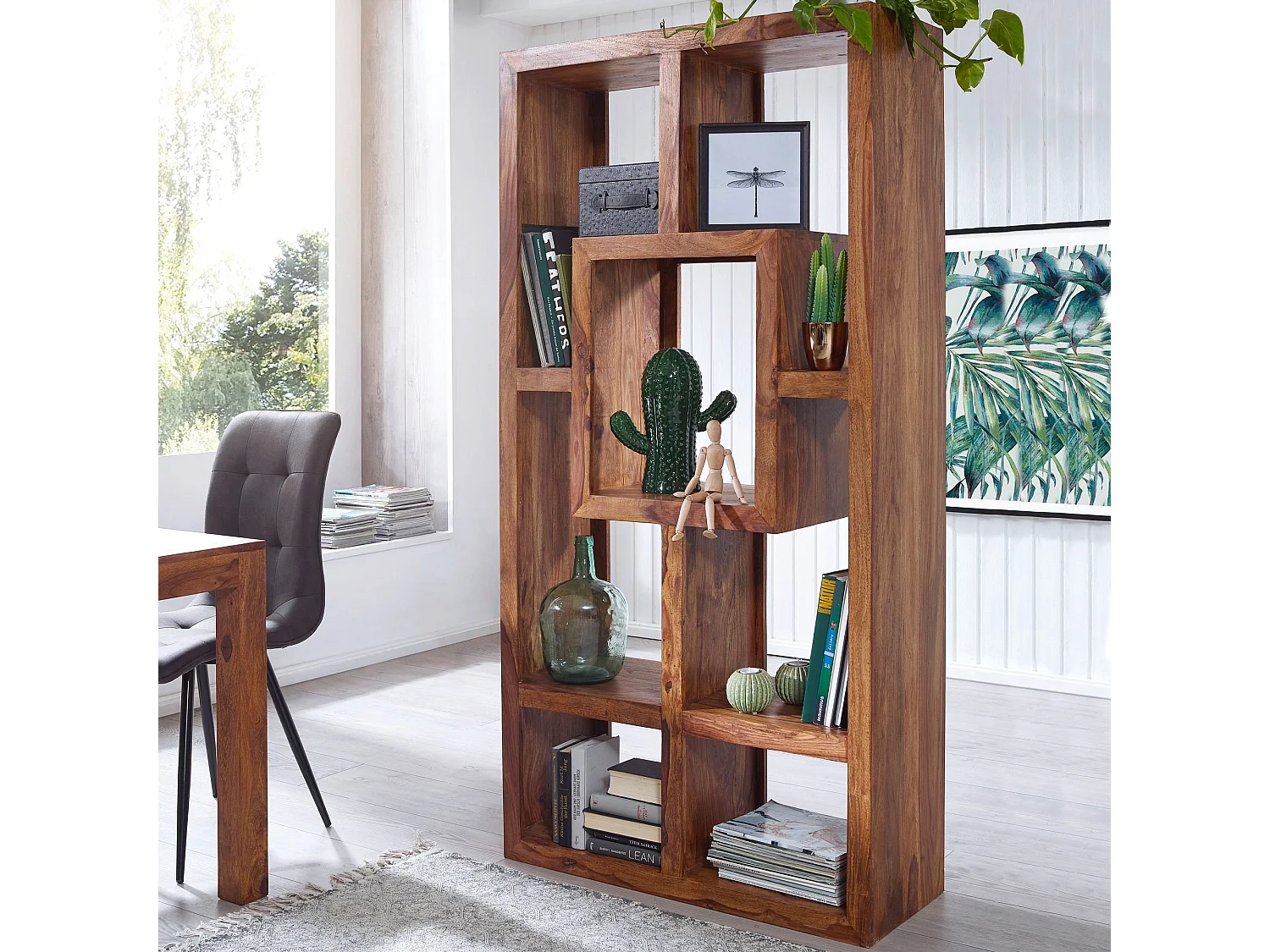 Bücherregal MUMBAI Massiv-Holz Sheesham 90 x 180 cm