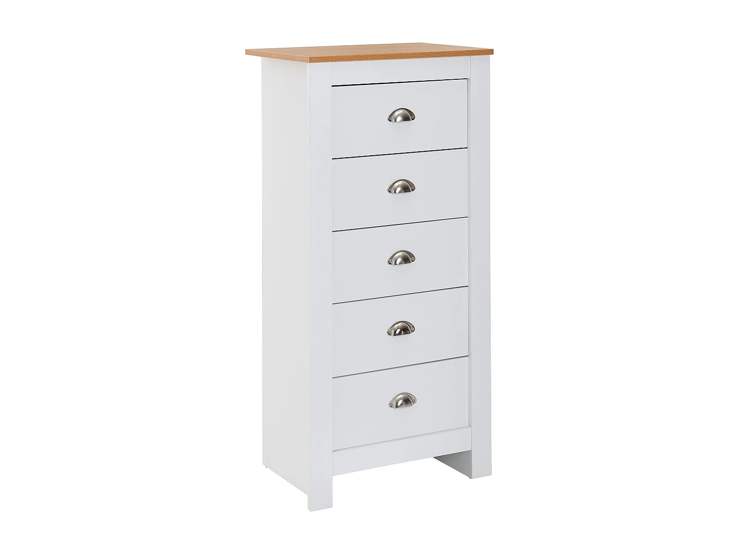 buffet avec 5 tiroirs 53x114x39 cm commode blanc / chêne
