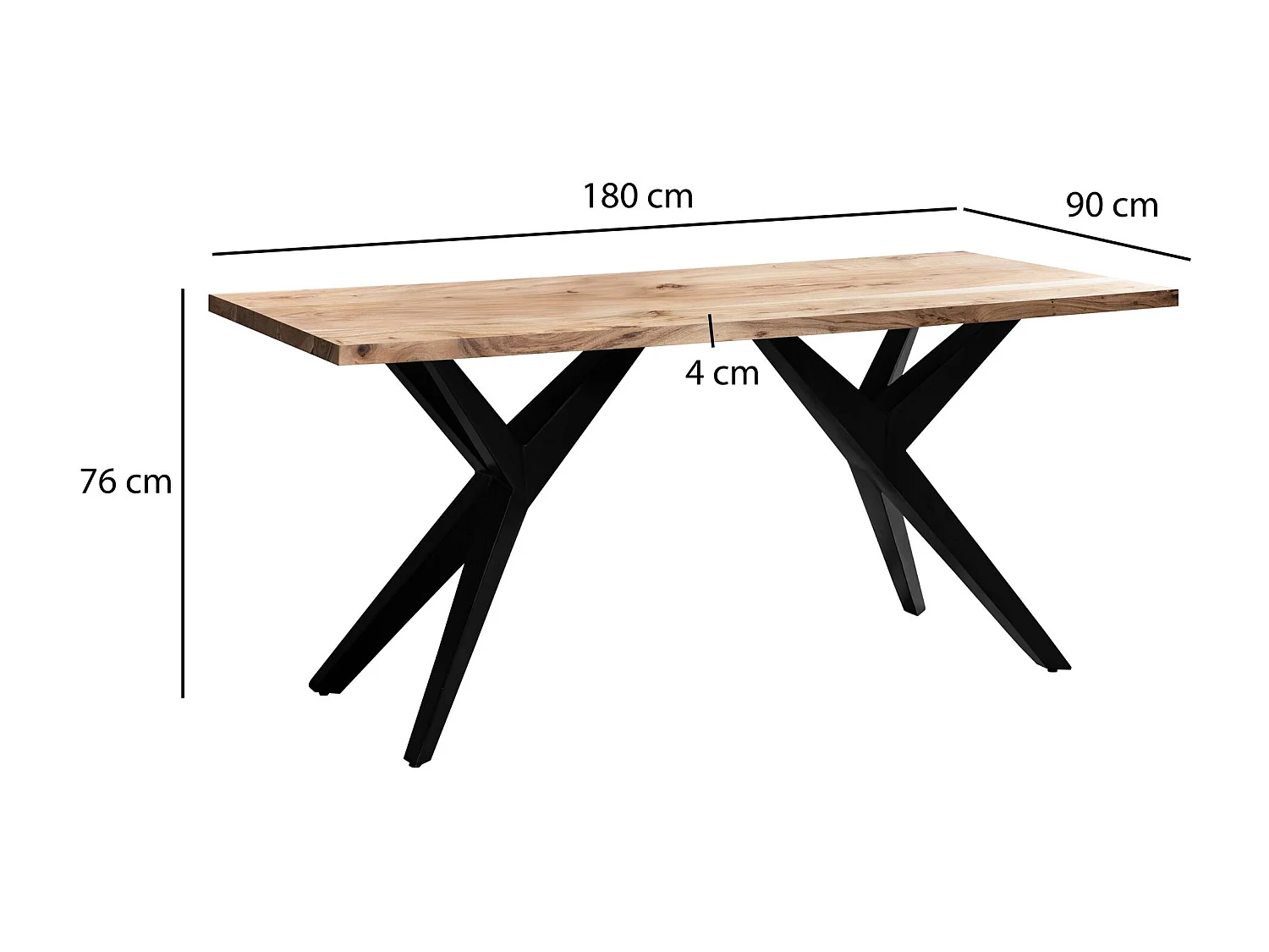 Table de salle à Manger 180x90x76 cm en Bois Massif