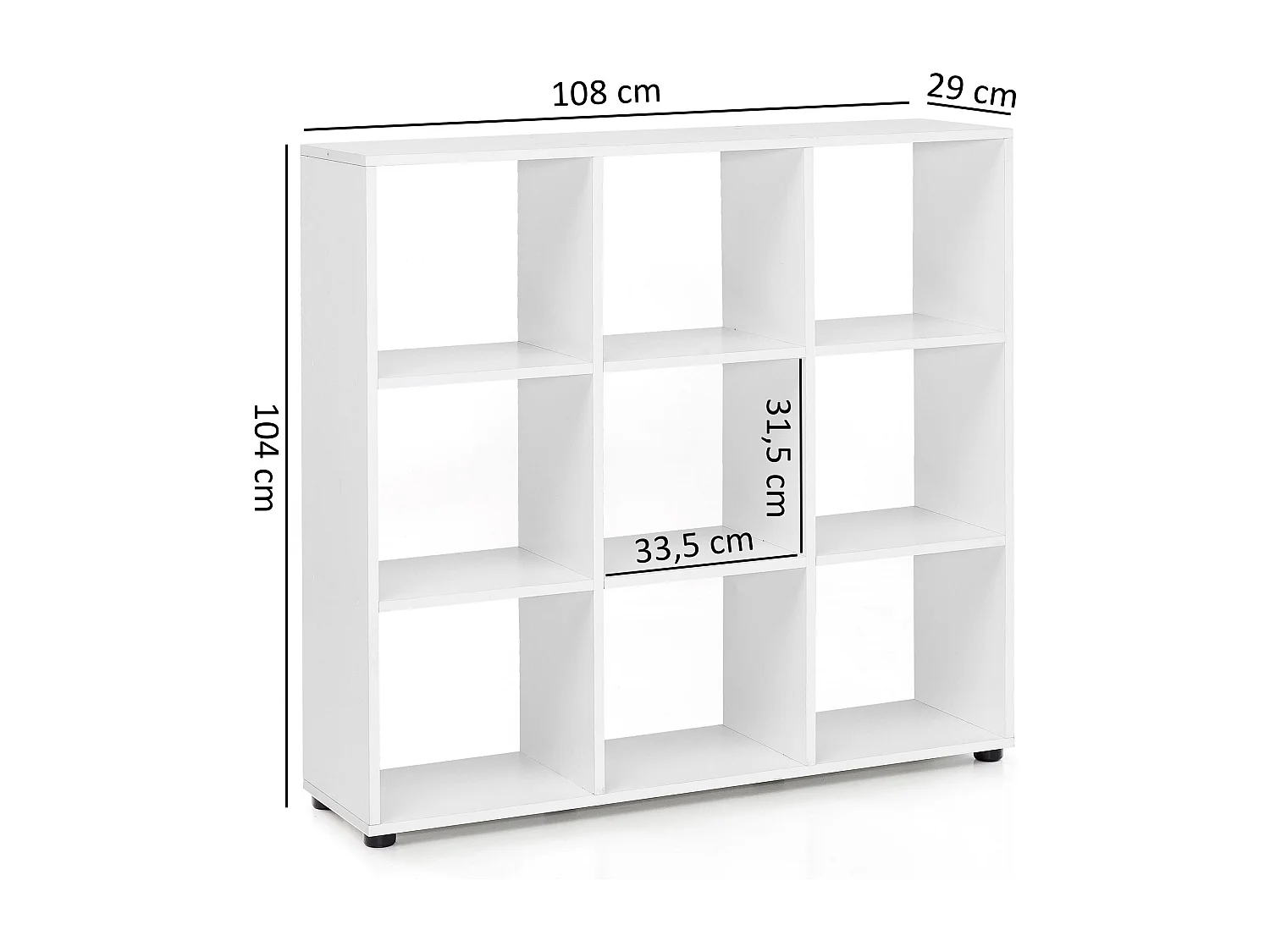 Design Bücherregal mit 9 Fächern Weiß 108 x 104 x 29 cm,