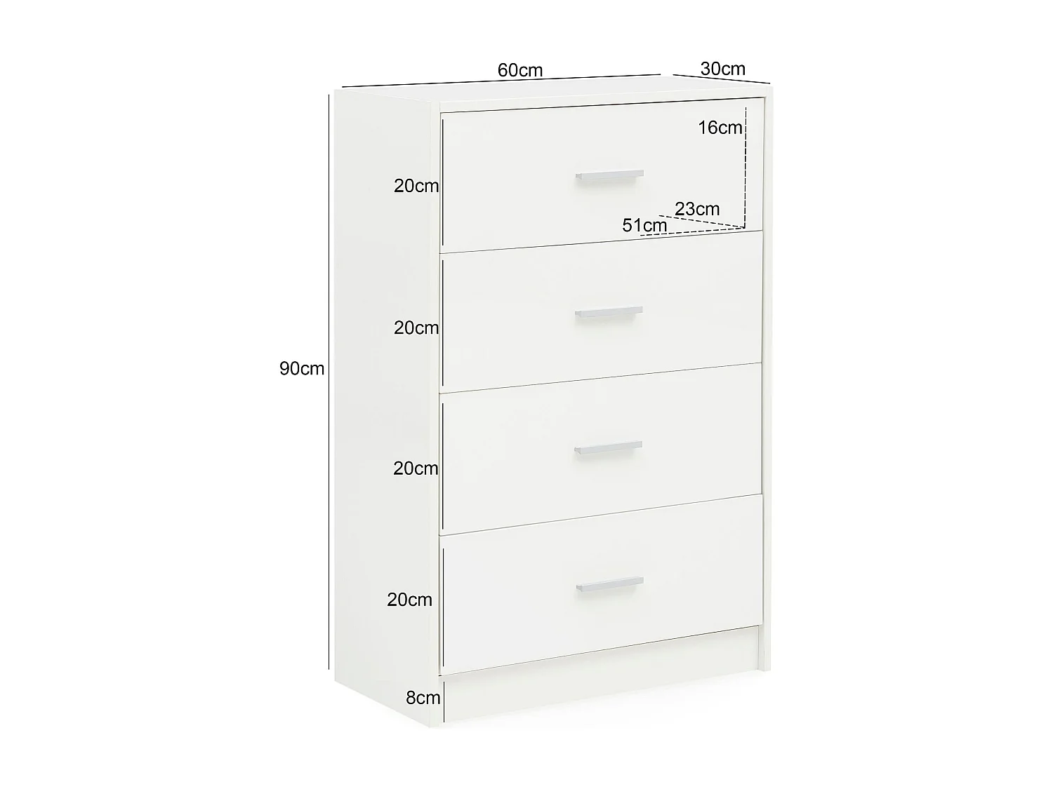 Design Sideboard WL5.864 Weiß Hochglanz 60x90x30 cm