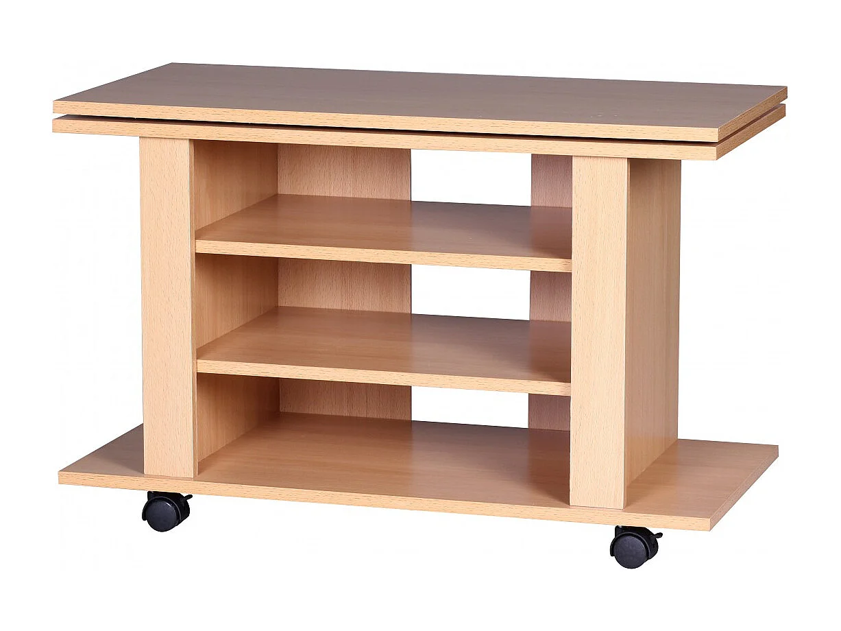 Banc TV HiFi OREGON Meuble TV en hêtre, rotatif et