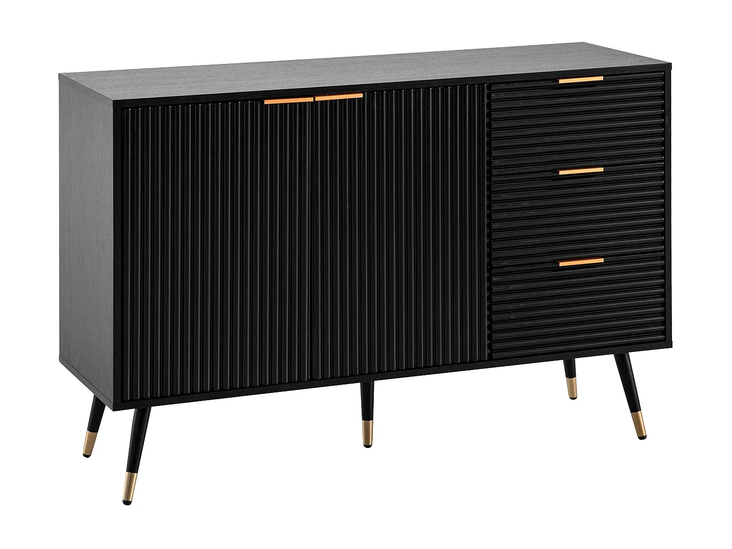 Buffet 120x80x40 cm Buffet Noir avec Décor Chêne,