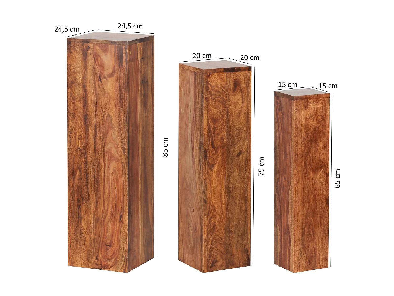 Beistelltisch 3er Set Sheesham Massivholz Satztisch