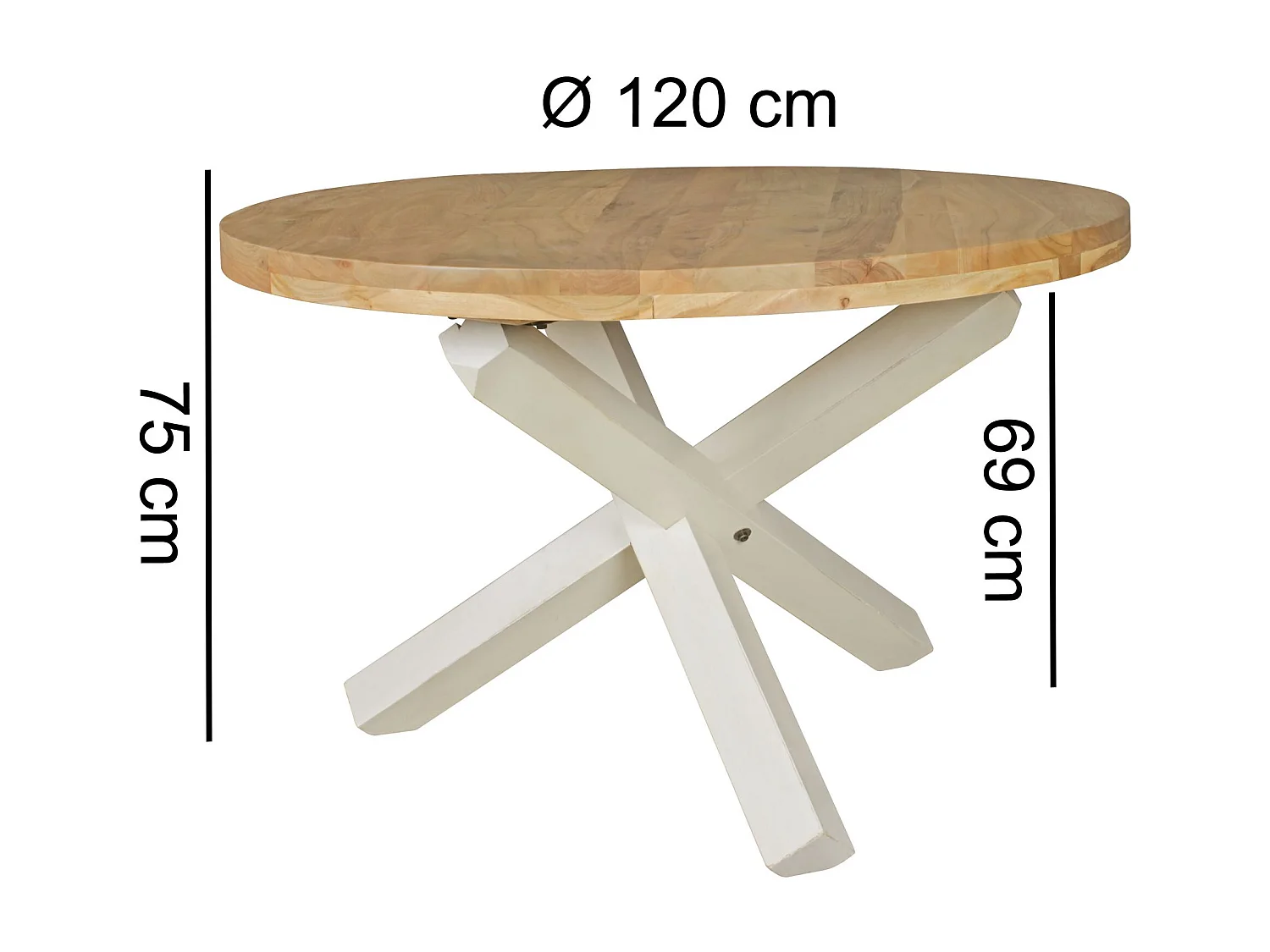 Table de Salle à Manger 120x120x75 cm en Bois Massif