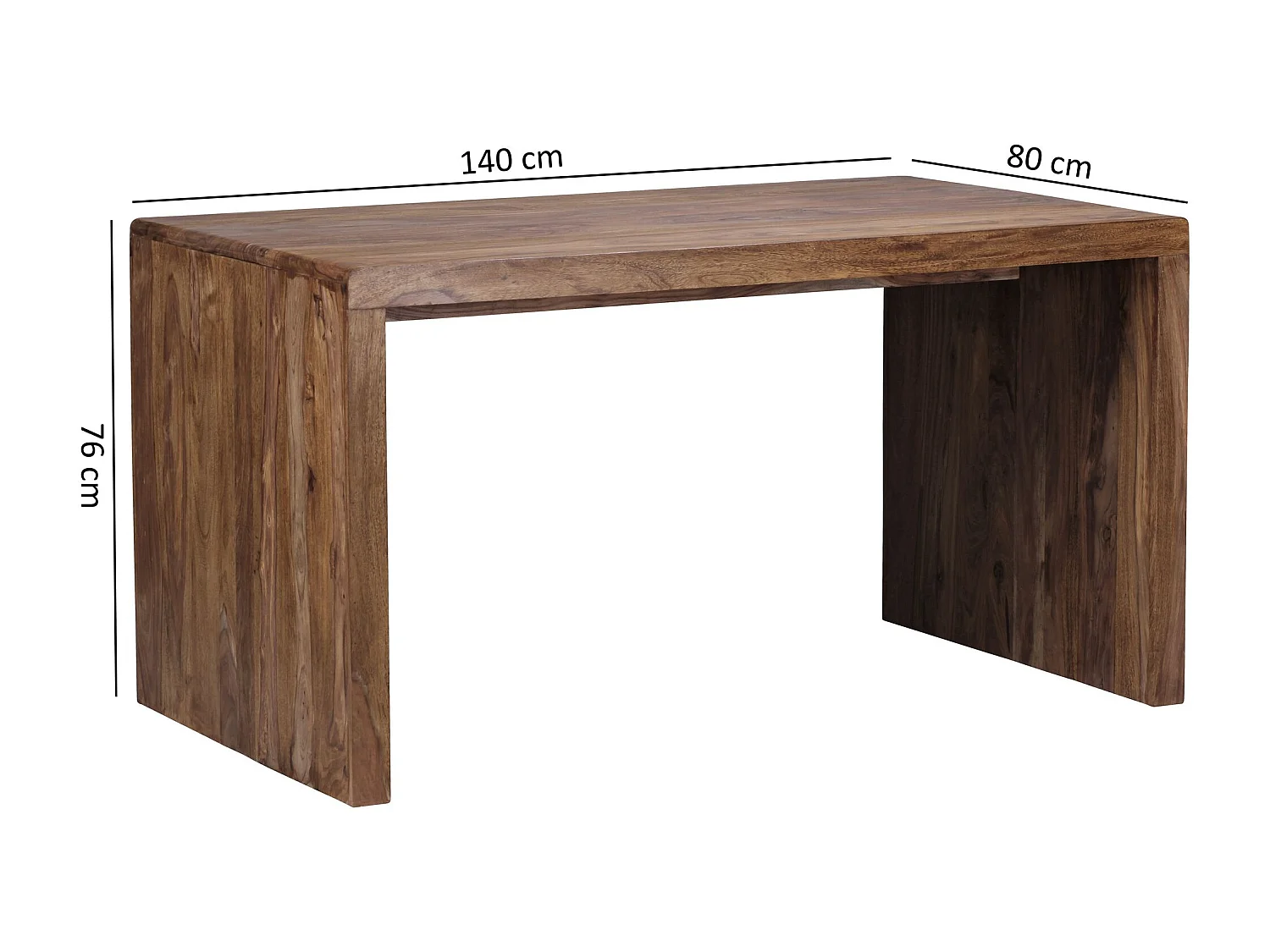Bureau 140x80x76 cm en Bois Massif de Sheesham, Table