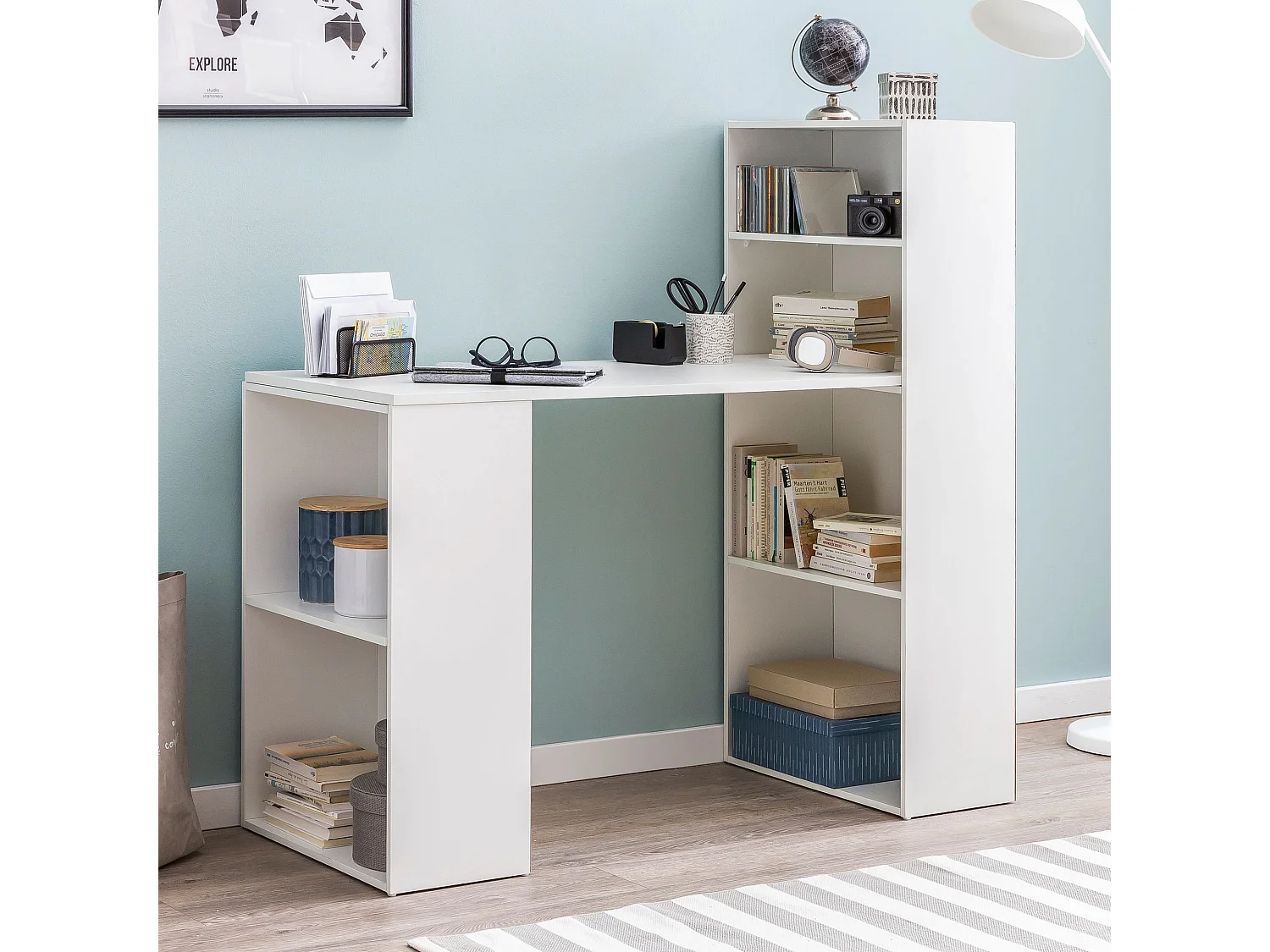 Bureau  DESK WL5.692 avec étagère 120 x 120 x 53 cm en