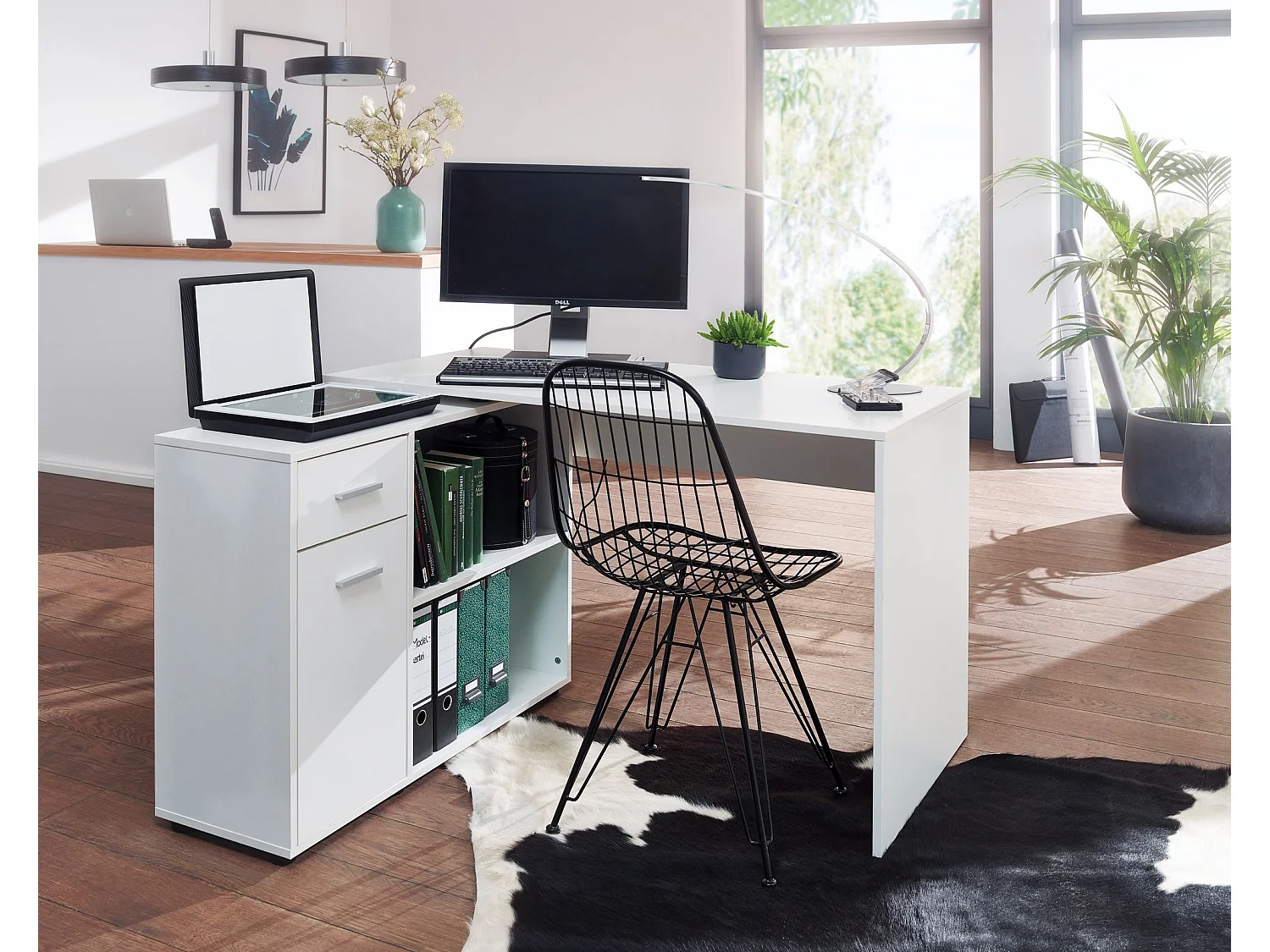 d'angle design  avec étagère blanc 120 x 75,5 x 106,5 cm