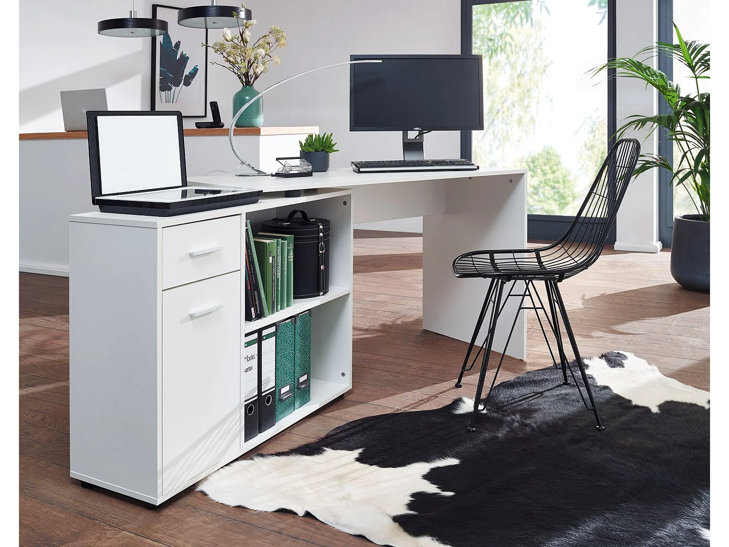 d'angle design  avec étagère blanc 120 x 75,5 x 106,5 cm