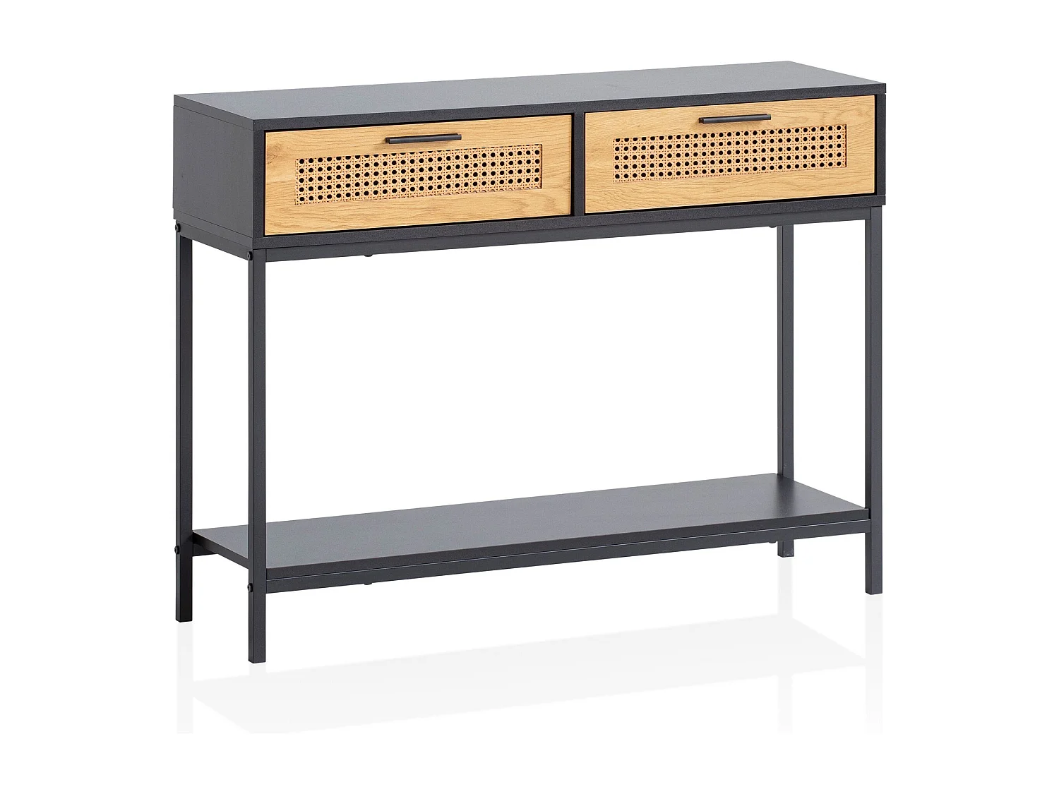Table Console Entrée Noir 100x30x75 cm Vannerie