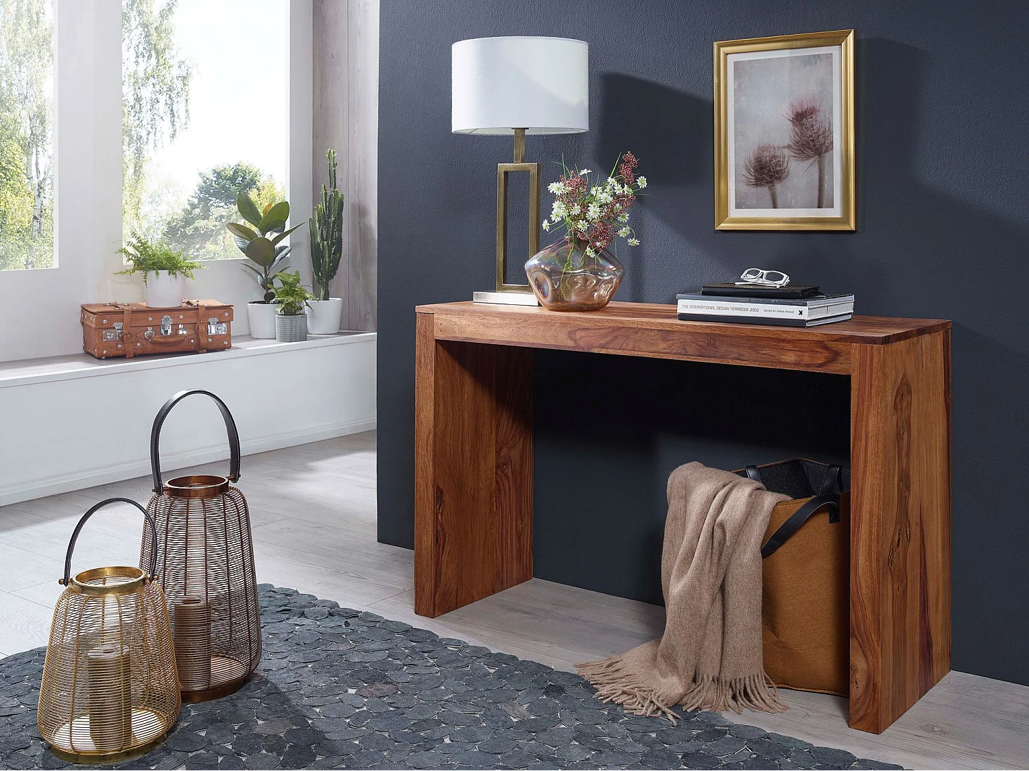 Table console solide en bois Sheesham console bureau 115