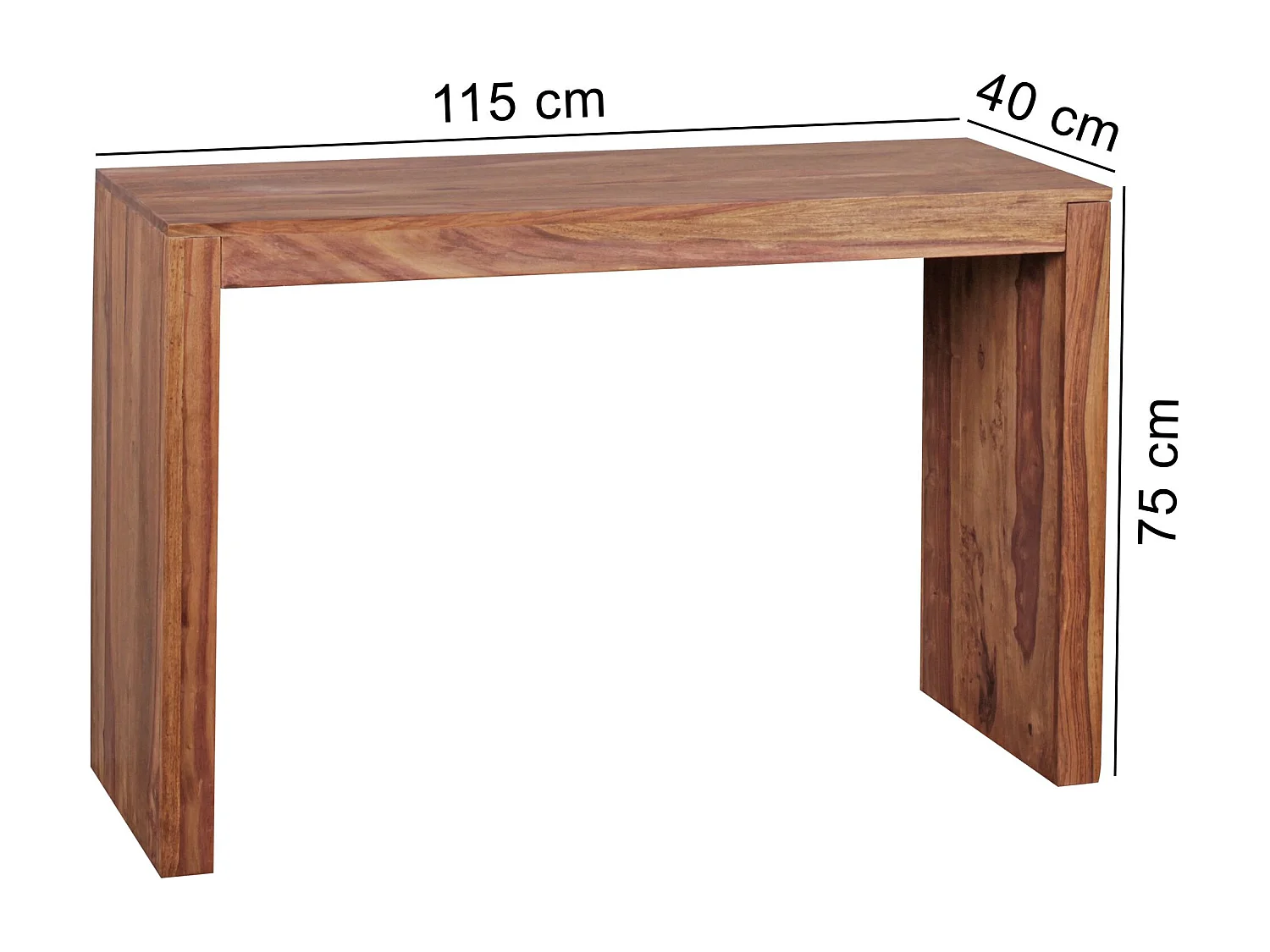 Table console solide en bois Sheesham console bureau 115