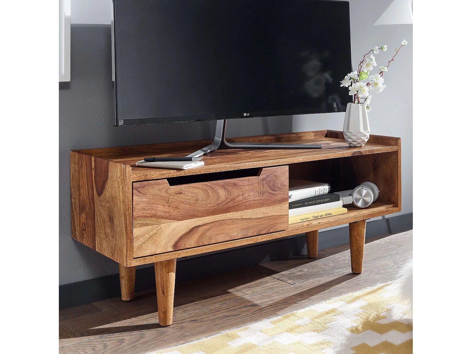 HiFi Lowboard Massief Sheesham-Hout TV-Dressoir 95x44x34
