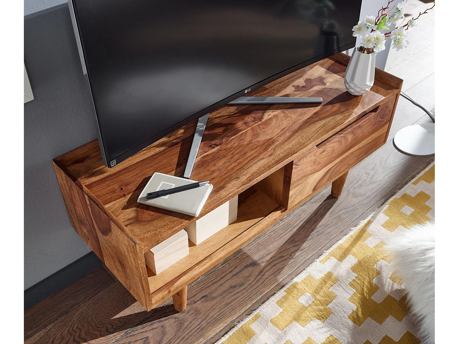 HiFi Lowboard Massief Sheesham-Hout TV-Dressoir 95x44x34