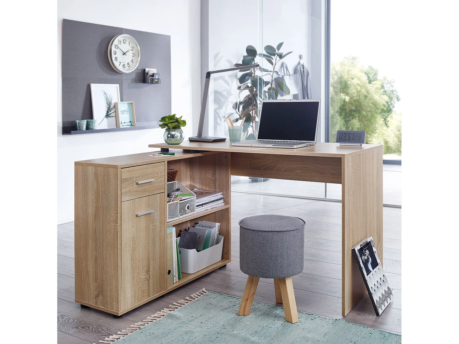 d'angle design  avec étagère Sonoma 120 x 75,5 x 106,5