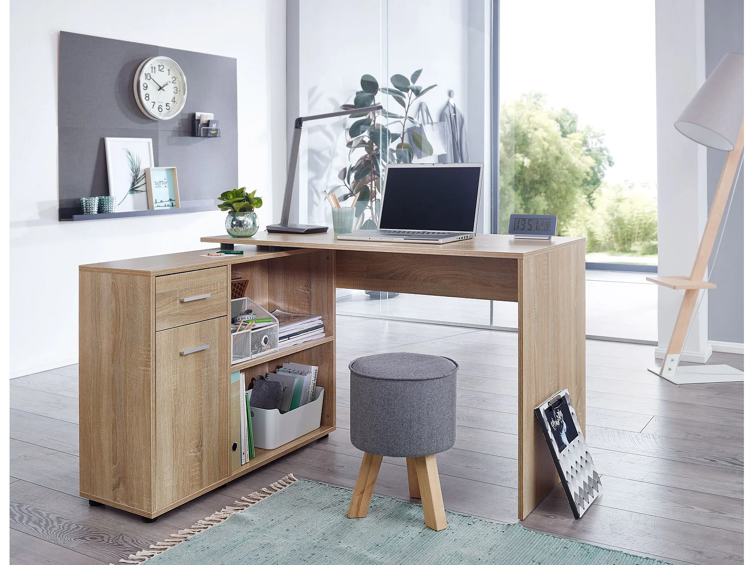 d'angle design  avec étagère Sonoma 120 x 75,5 x 106,5