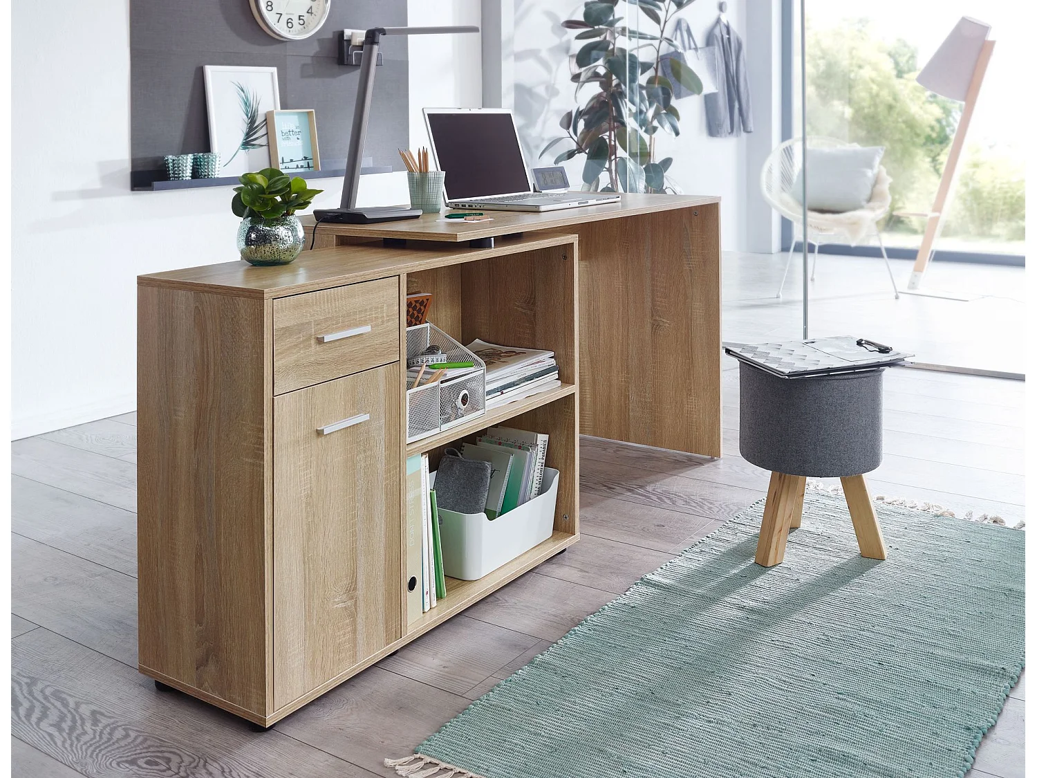 d'angle design  avec étagère Sonoma 120 x 75,5 x 106,5