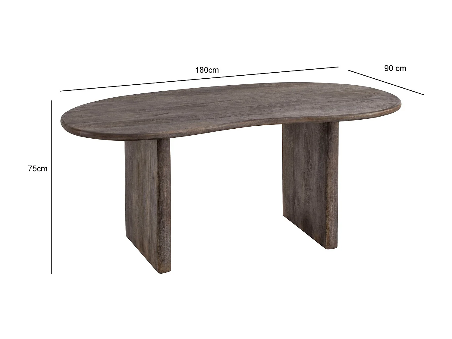 Bureau  180 x 90 x 75 cm en bois d'acacia massif, style