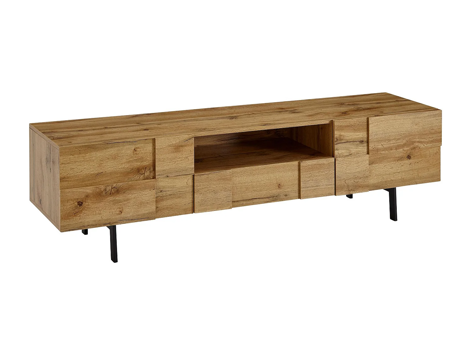 lowboard bois décor chêne 160x46x43 cm Meuble TV à deux