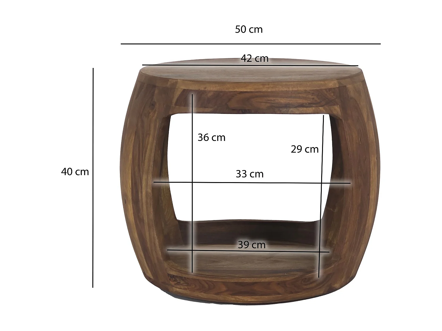 Table d'Appoint Ø 50cm Bois Massif Sheesham Rond avec