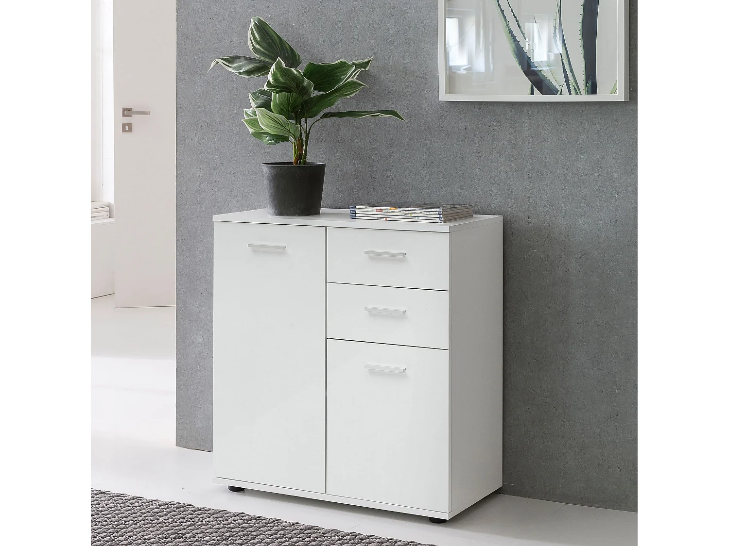 commode SVENJA 71x78x35cm avec du bois de meuble portes
