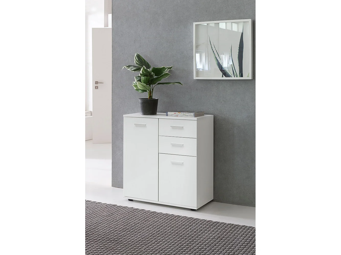 commode SVENJA 71x78x35cm avec du bois de meuble portes
