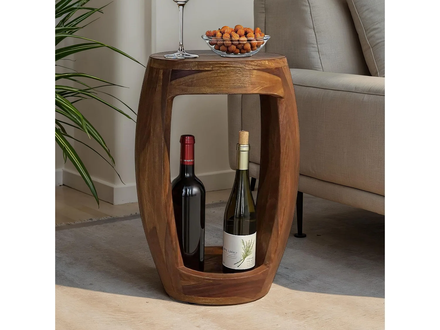 Table d'Appoint Sheesham Bois Massif Rond 30cm · Petite