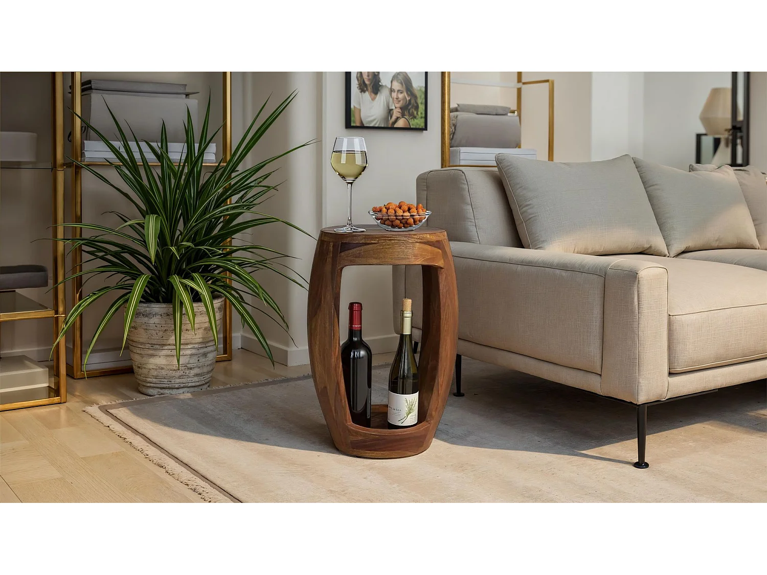 Table d'Appoint Sheesham Bois Massif Rond 30cm · Petite