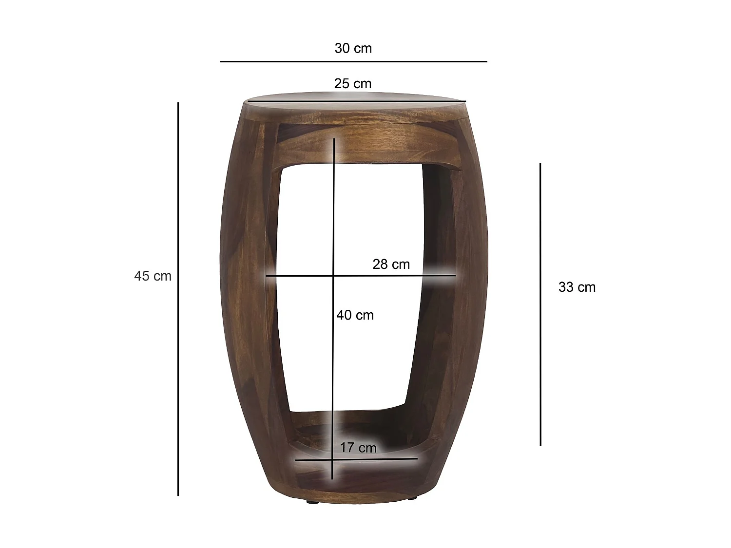 Table d'Appoint Sheesham Bois Massif Rond 30cm · Petite