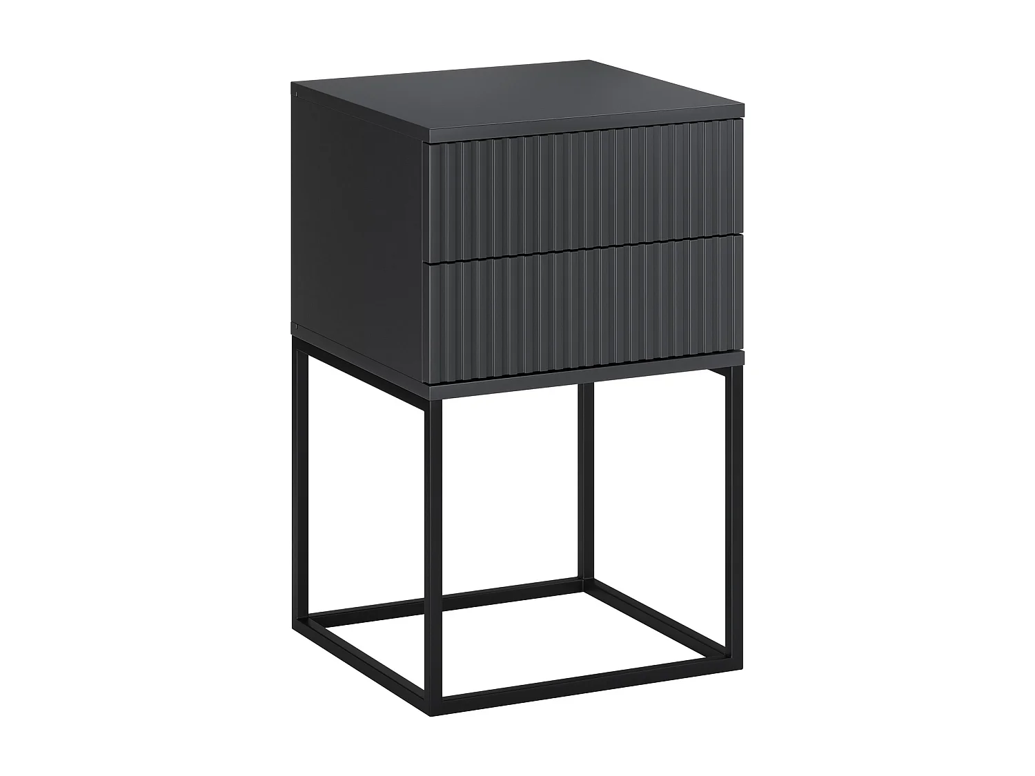 Table de Nuit Spello Anthracite 40 cm Push-to-Open 2 Tiroirs MDF