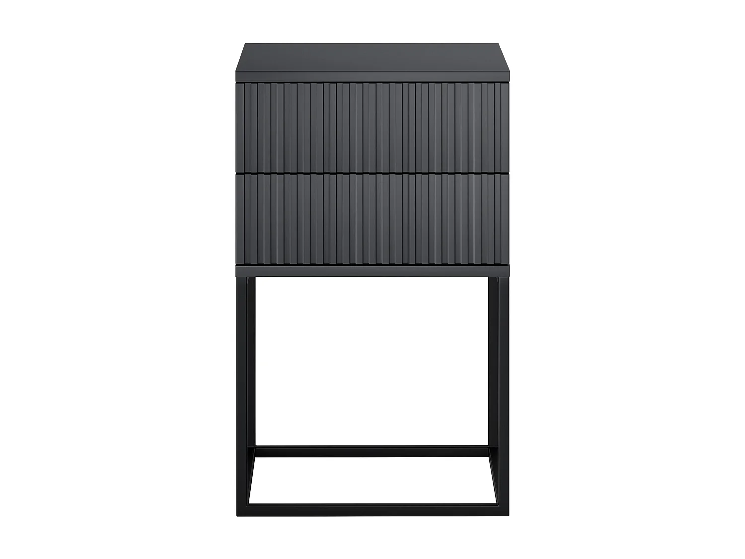 Table de Nuit Spello Anthracite 40 cm Push-to-Open 2 Tiroirs MDF