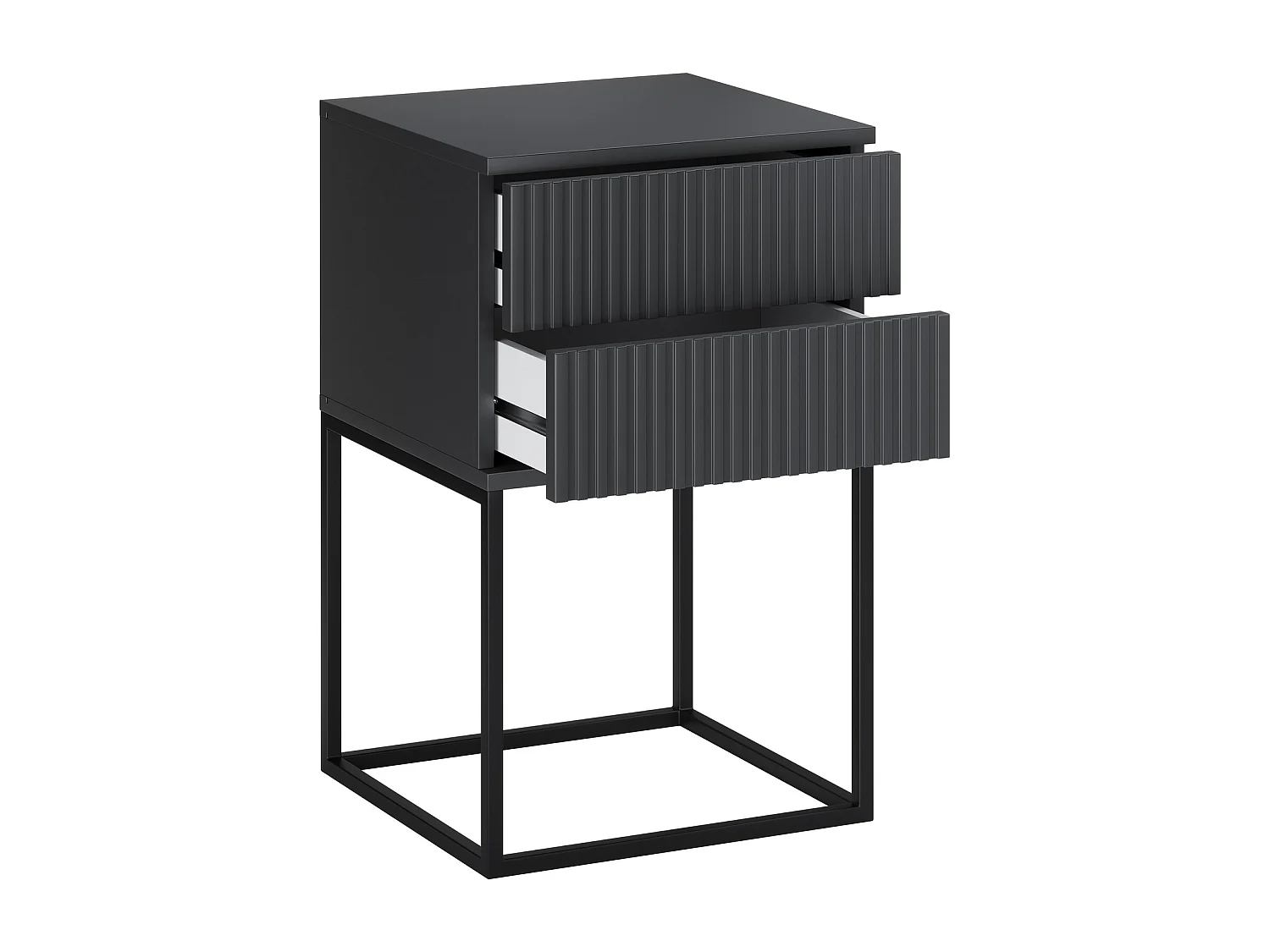 Table de Nuit Spello Anthracite 40 cm Push-to-Open 2 Tiroirs MDF