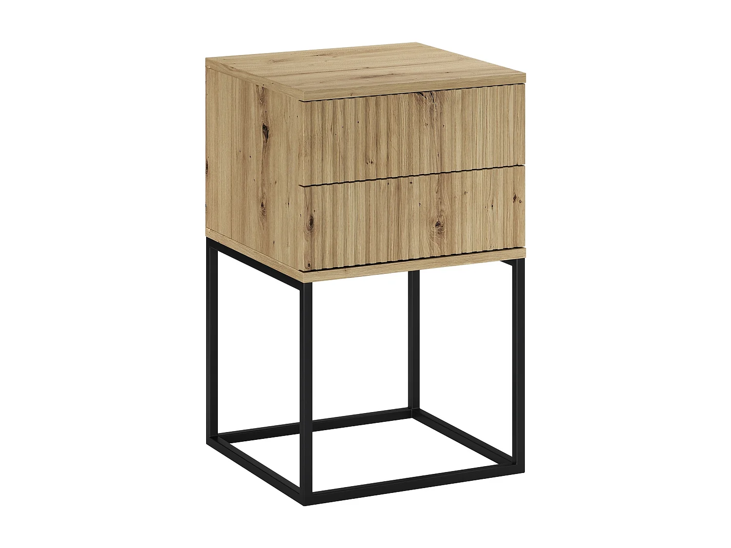Table de Nuit Spello Chêne Artisan 40 cm Push-to-Open 2 Tiroirs