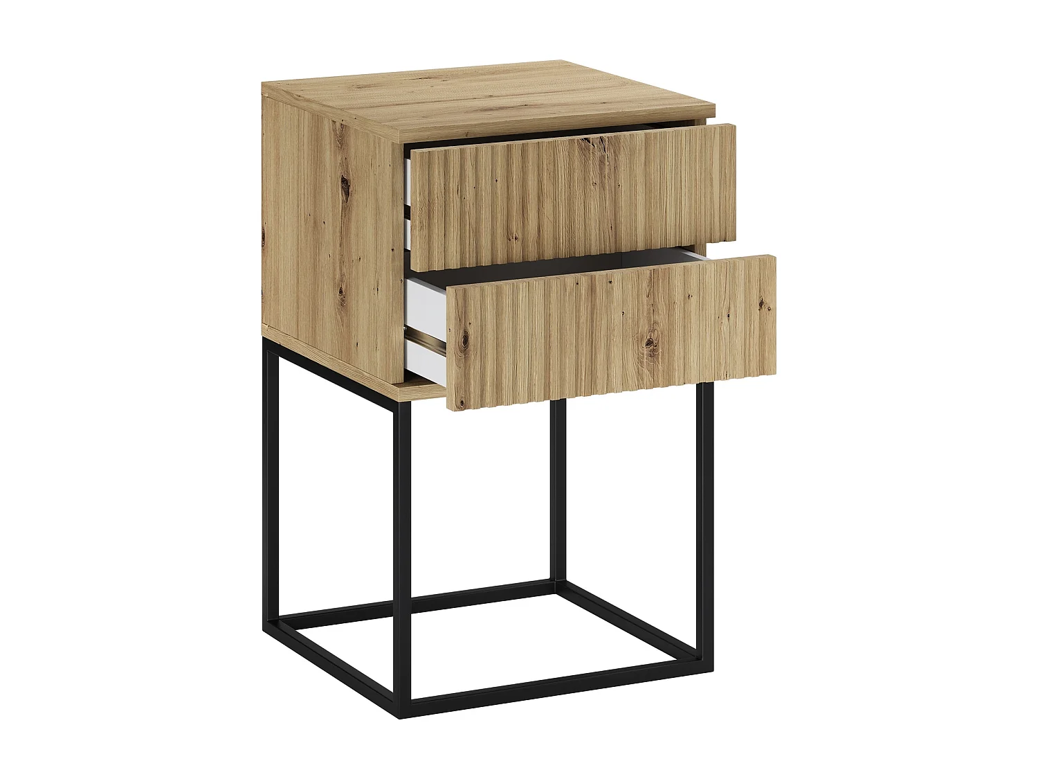 Table de Nuit Spello Chêne Artisan 40 cm Push-to-Open 2 Tiroirs