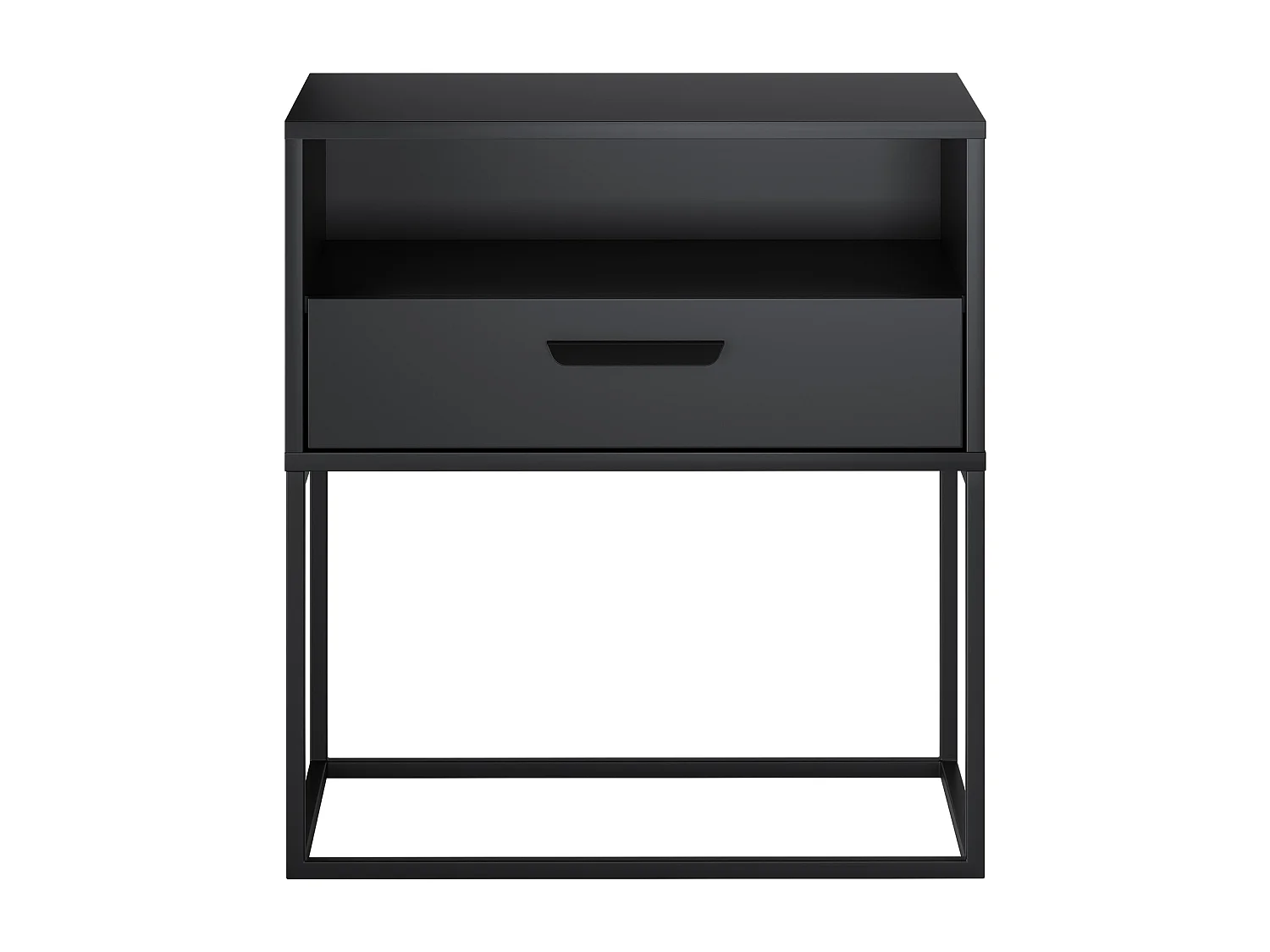 Criado-Mudo Navello Preto 60 cm Frentes Lisos Painel Laminado 1 Gaveta